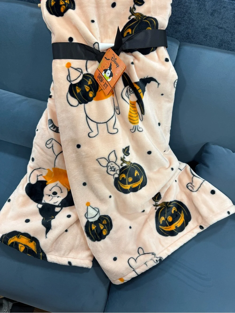 Disney  Halloween Pink Fleece Pajama Blanket - Plush Pumpkin Print
